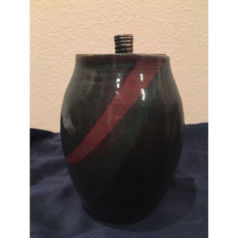 Handmade GLAZED POTTERY 7.5"‎ Canister Jar W Lid SIGNED BY DOROTHY